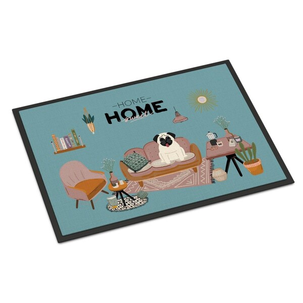 Carolines Treasures 24 x 36 in. Cream Pug Sweet Home Indoor or Outdoor Mat CK7849JMAT - main